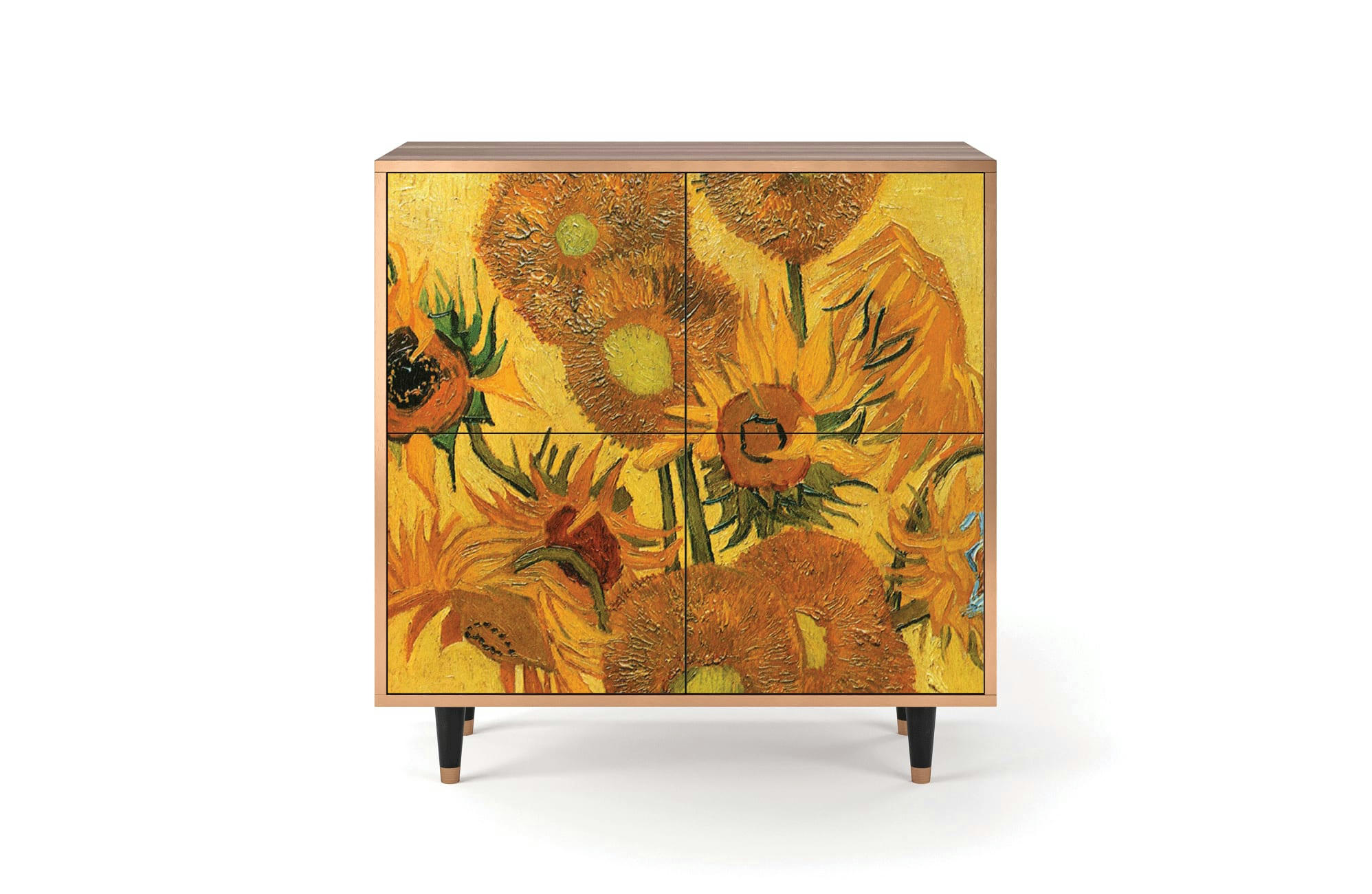 SUNFLOWERS BY VINCENT VAN GOGH - Buffet  jaune 4 portes L 94 cm