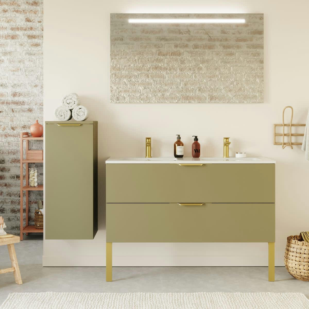 VENICE - Meuble salle de bain double vasque 120cm 2 tiroirs Vert