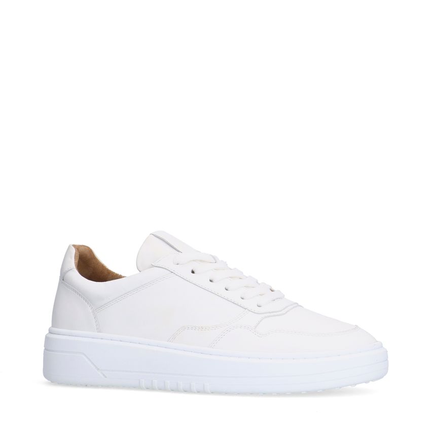 Manfield Witte leren sneakers