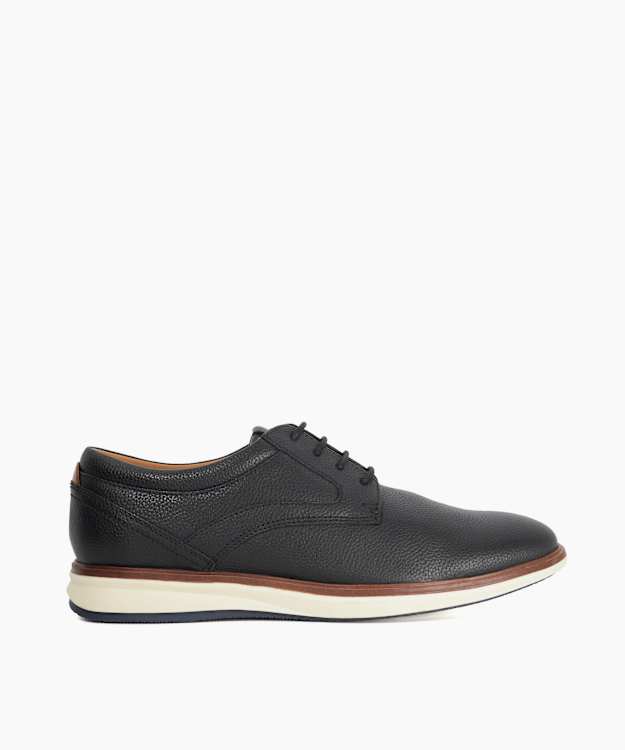 Brydon Black - Leather Wide Fit Lace-Up Trainers