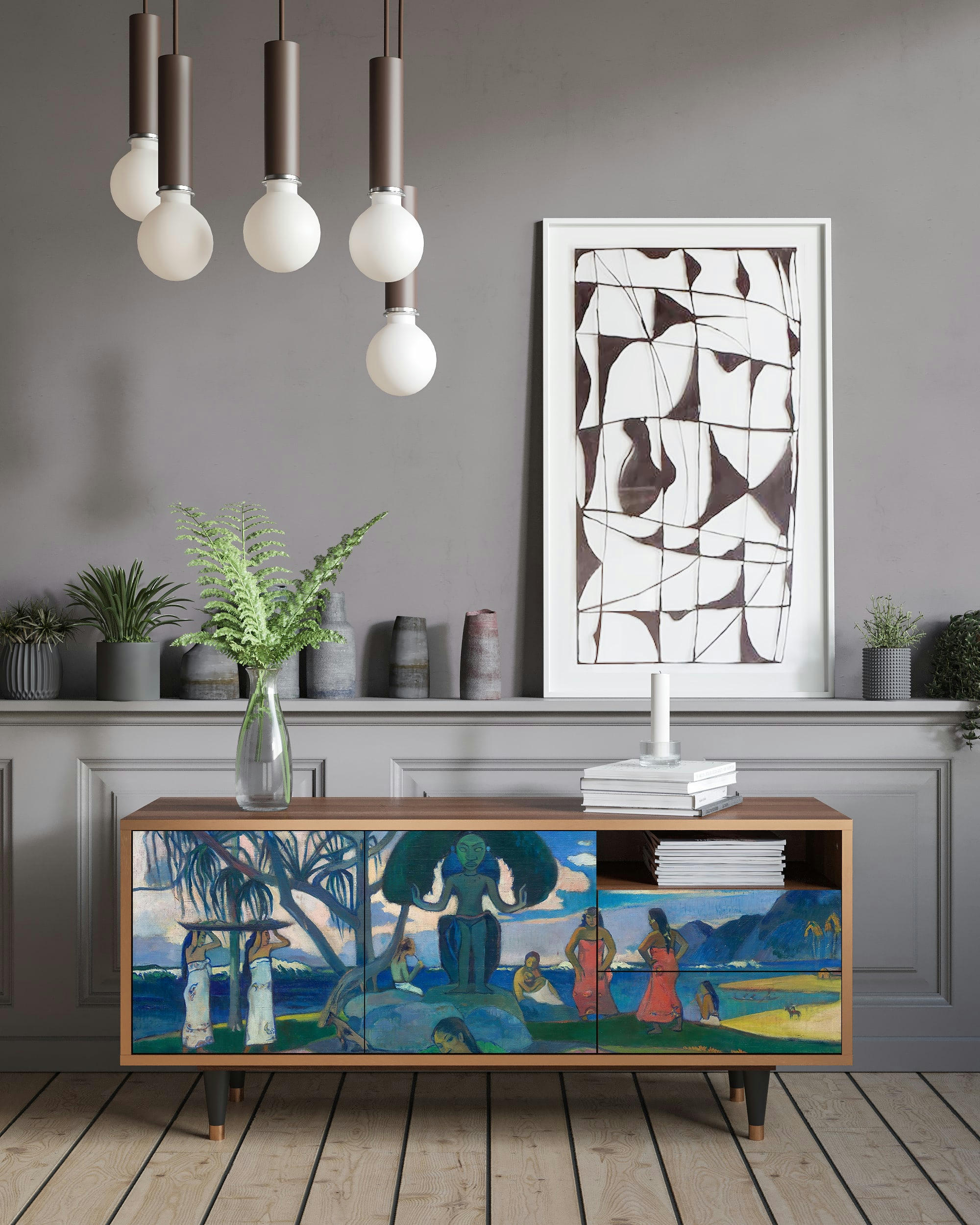 DAY OF THE GOD BY PAUL GAUGUIN - Meuble TV  multicolore 2 tiroirs et 2 portes L 125 cm