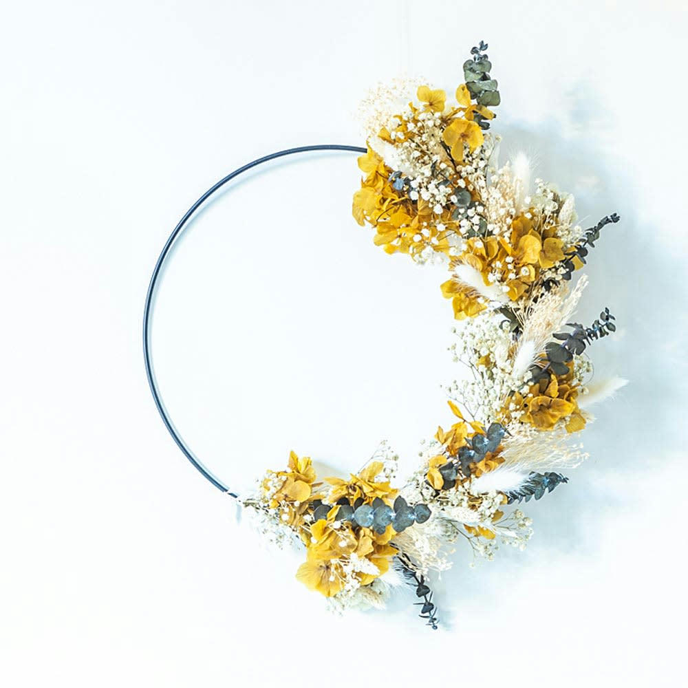 HORTENSE - Couronne murale de fleurs séchées Hortense D50cm