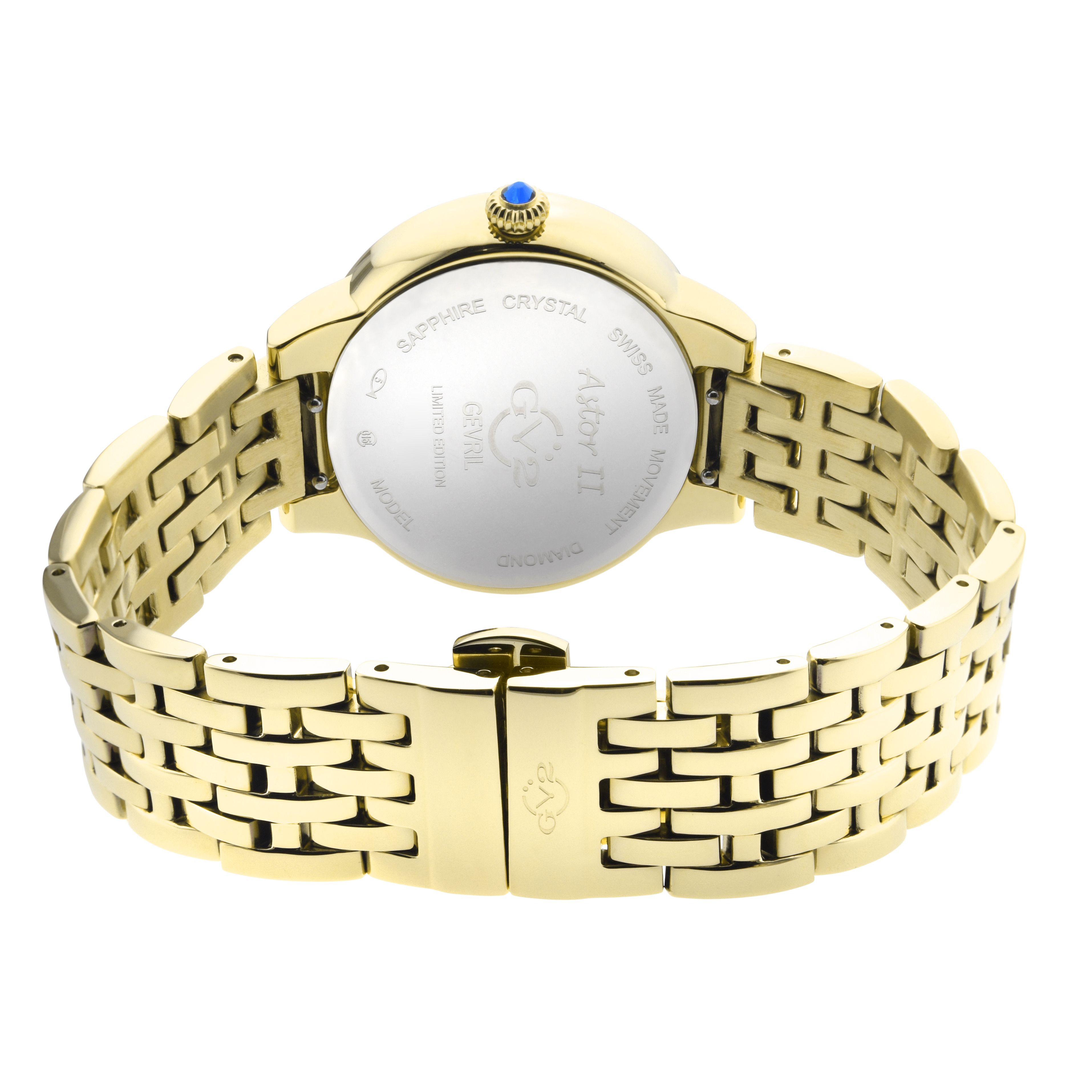 GV2 Astor II MOP Dial IP Yellow Gold Diamond Swiss Quartz Watch