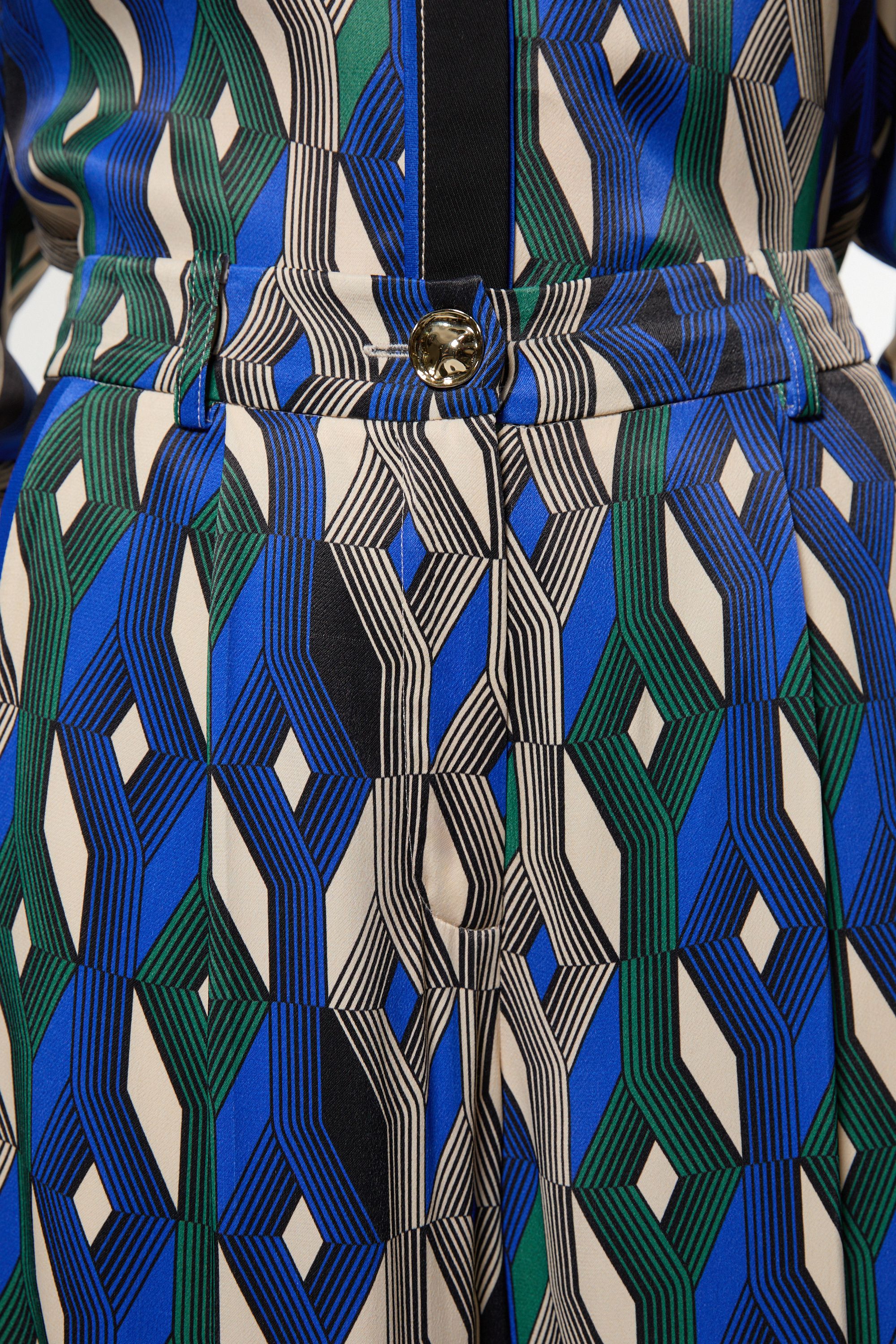 KarenMillen Amelia Graham Printed Viscose Satin Hight Waist Trouser