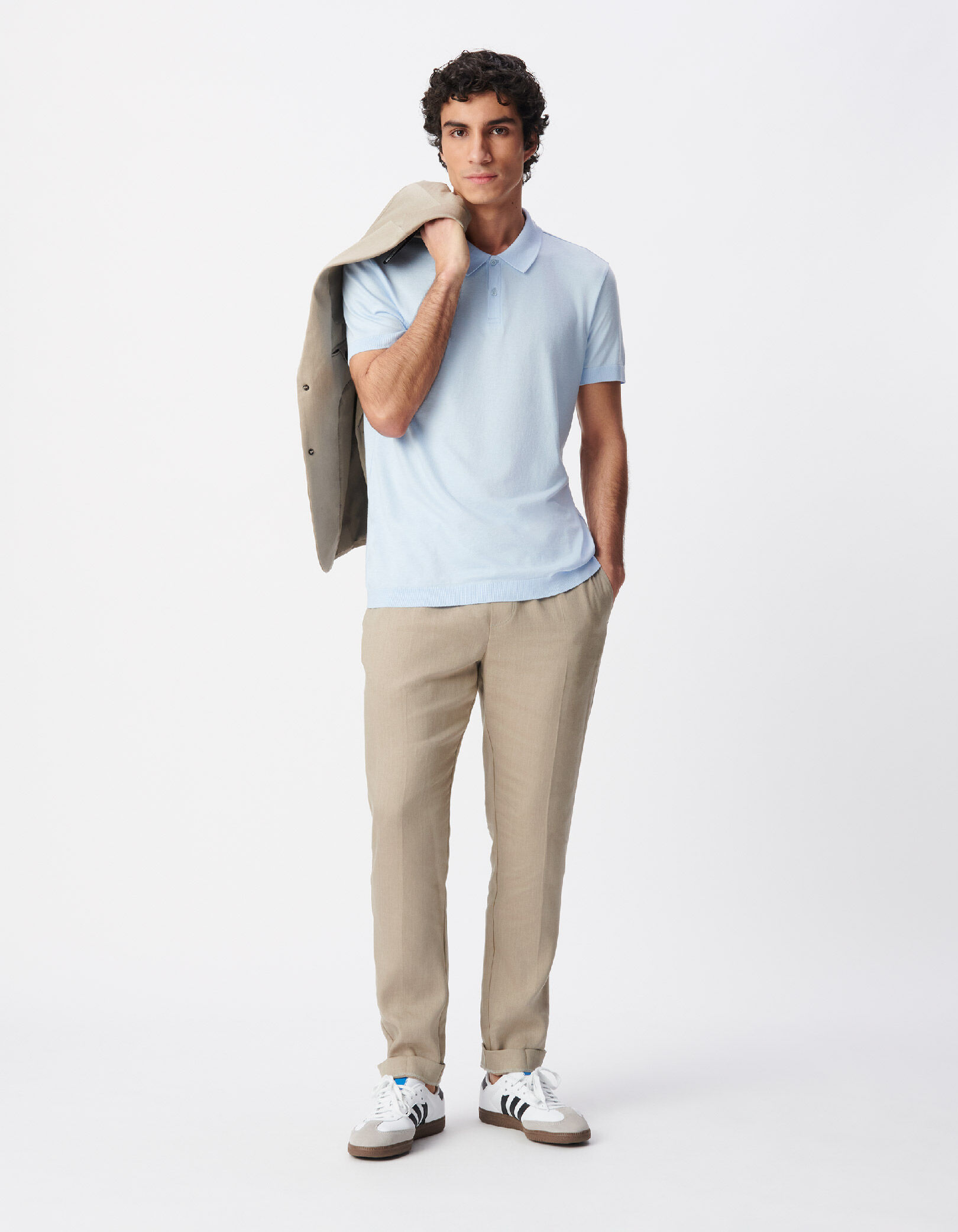 Polo manches courtes ciel coton modal Homme