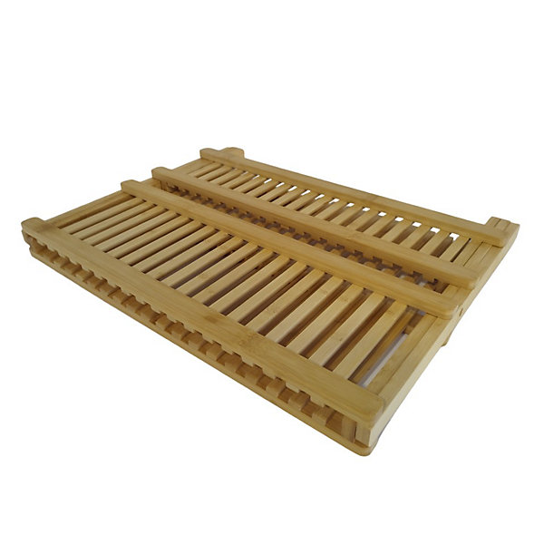 égouttoir à vaisselle pliable en bambou clair