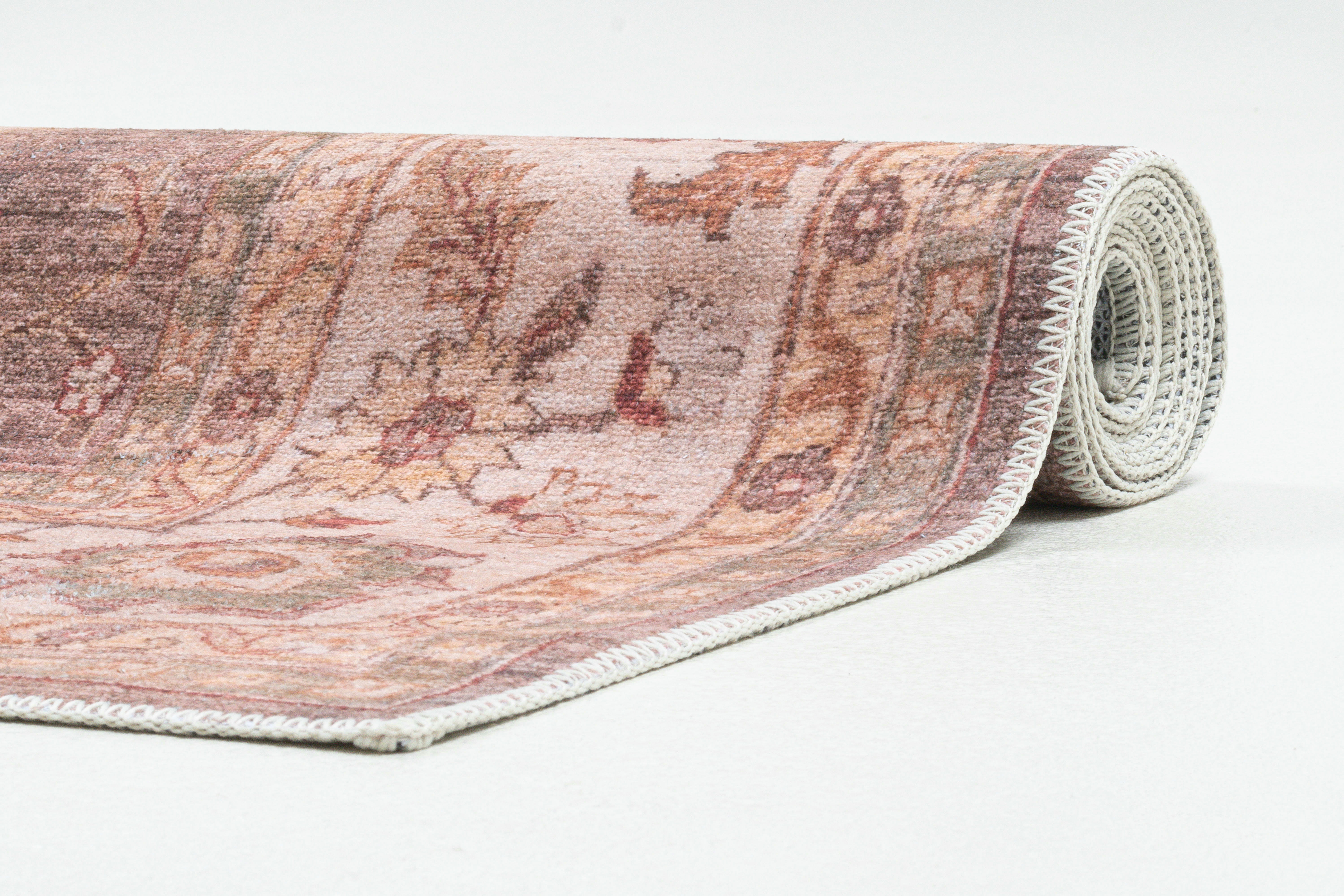 ADARA - Tapis floral tissé plat - marron 160x230 cm