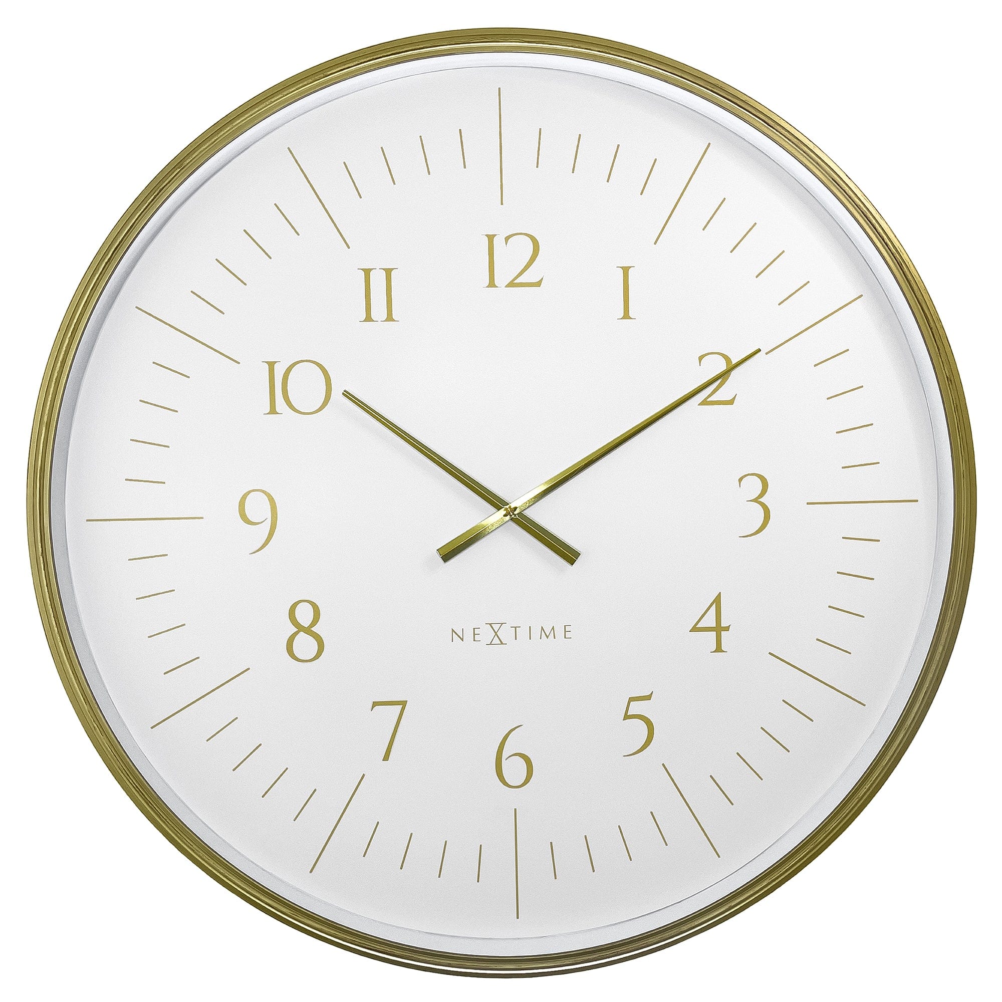 NeXtime - Wandklok 77 cm-Goud Wit-Plastic-NeXtime 'Galaxy Large'