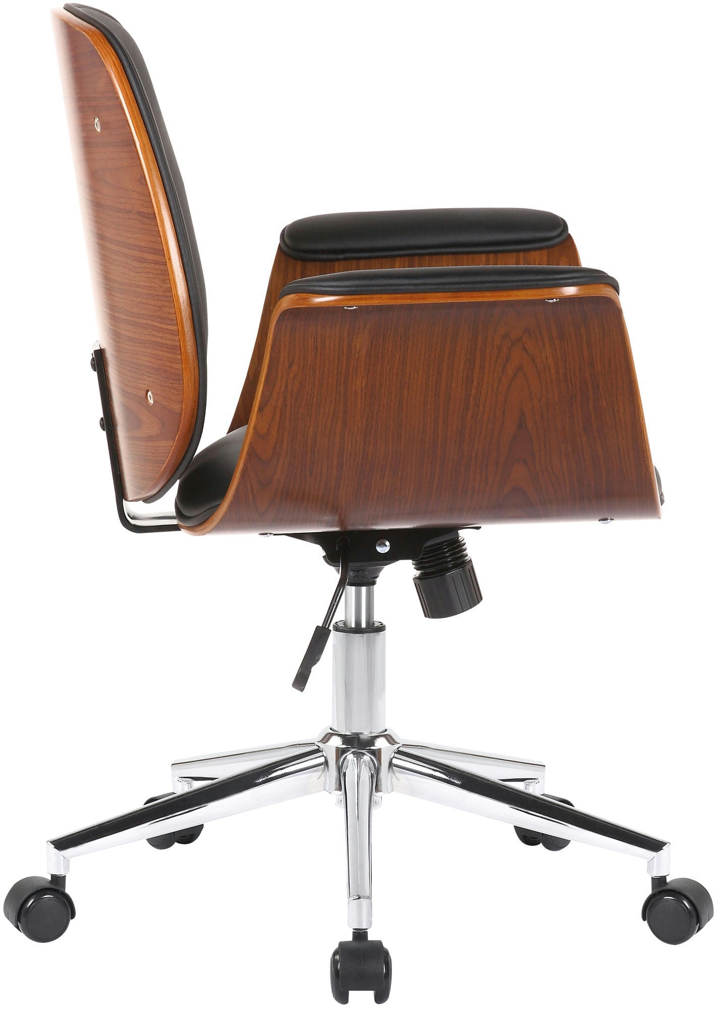 KEMBERG - Chaise de bureau réglable en bois Noyer / Noir