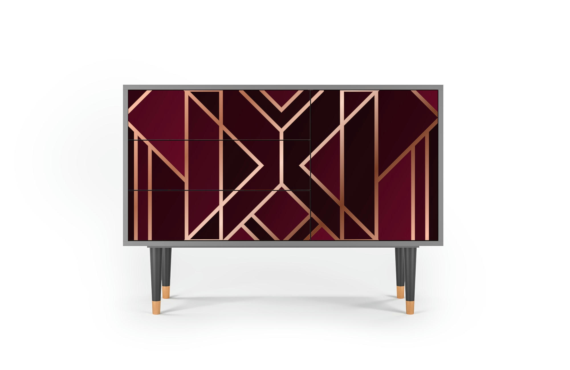 BURGUNDY JEWELERY - Buffet  bordeaux 3 tiroirs et 1 porte L 115 cm