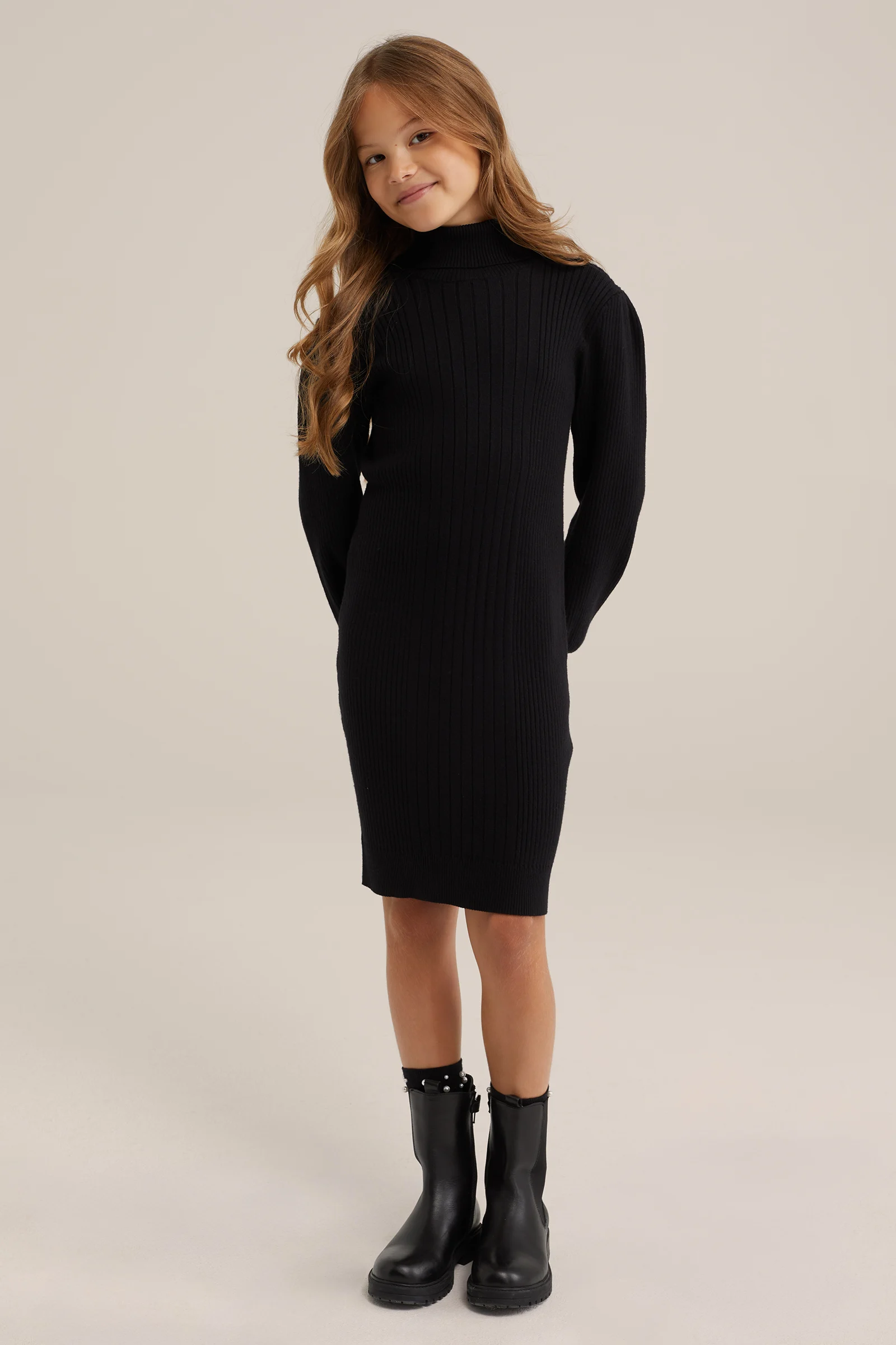 Meisjes jurk met rib structuur