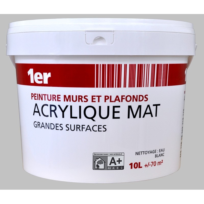 Peinture Murs et Plafonds blanche mate 10 L 1ER