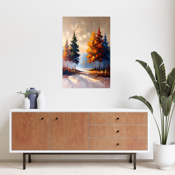 Naklejka samoprzylepna do salonu sypialni Feeby Las Drzewa Pejzaż 20x30
