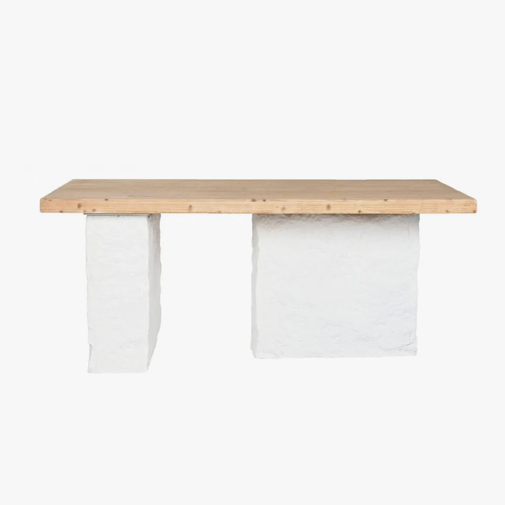 Mesa Refeição Branca com Tampo de Madeira ZENA