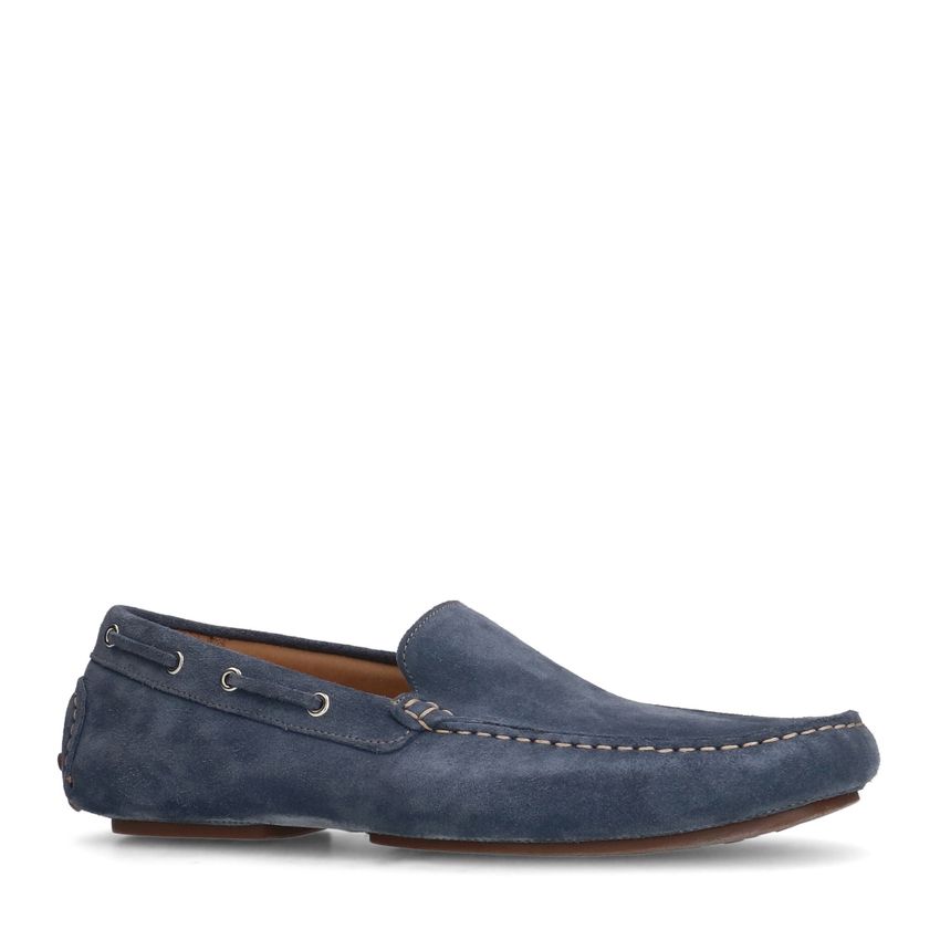 Manfield Blauwe suède loafers