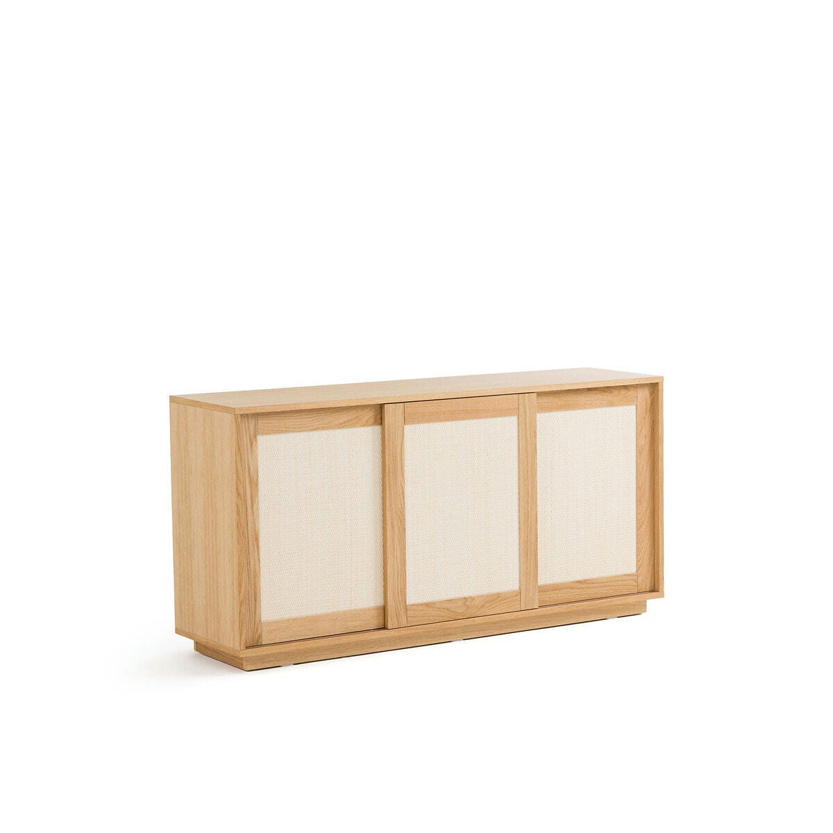 Buffet 3 portes plaqué chêne et cannage, Palano