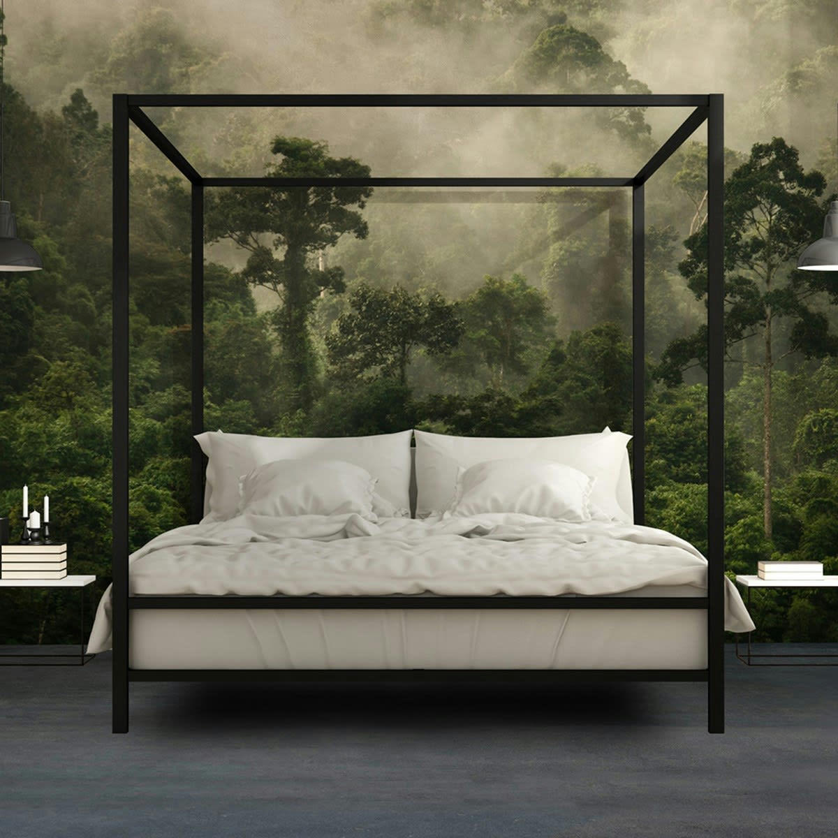 FABIAN - Papier peint panoramique en Papier Vert foncé  384x270