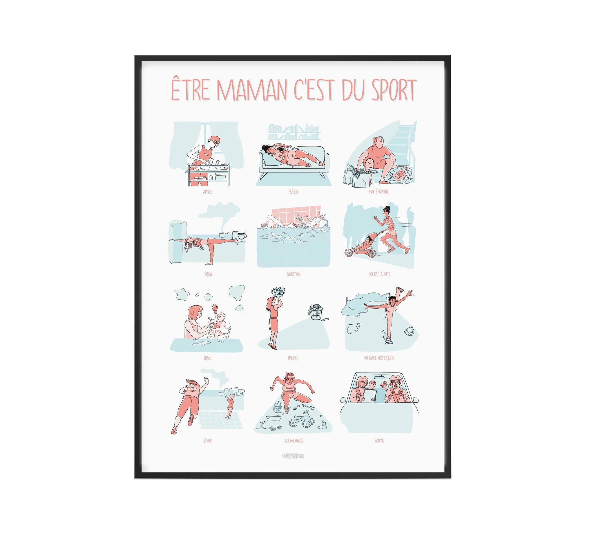 FÊTE DES MÈRES - Affiche Super Maman - Être Maman c'est du sport - 40 x 60 cm