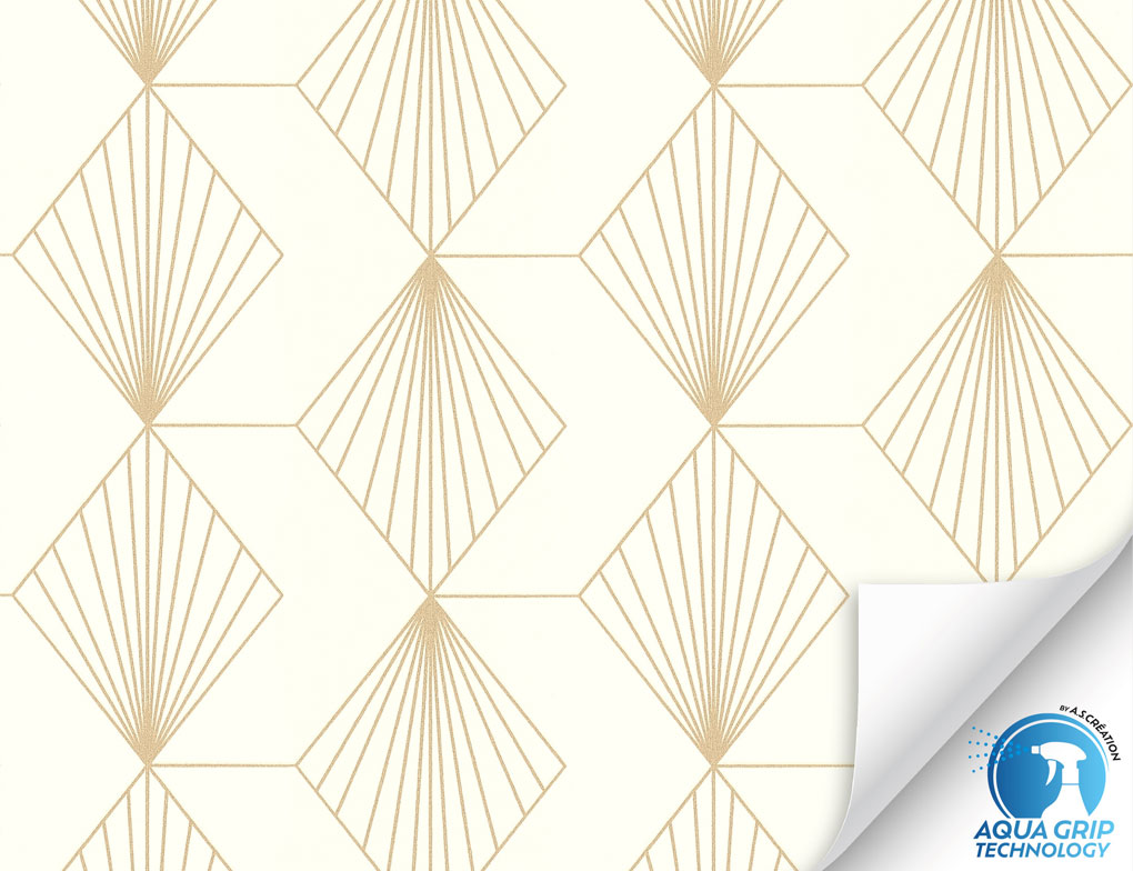 Vorgeleimte Vliestapete Grafik Beige, Gold