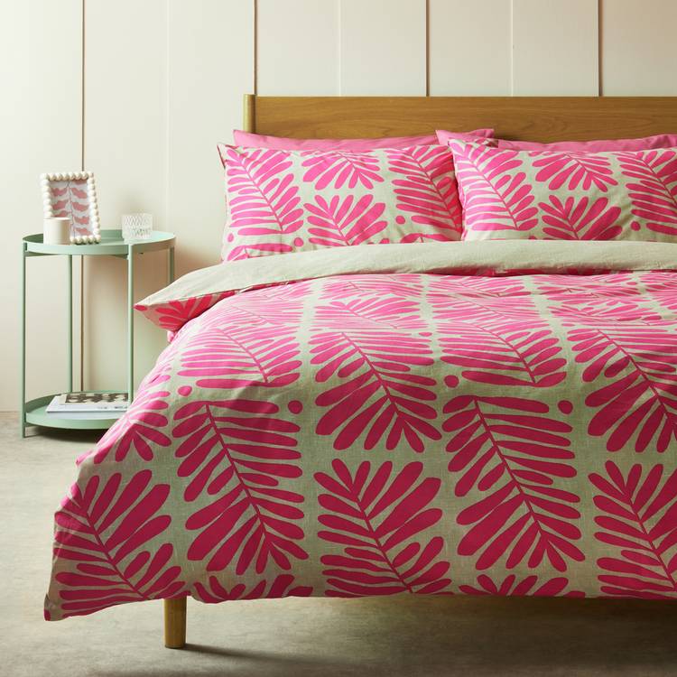 Habitat Cotton Paper Cut Leaf Pink Bedding Set - Single