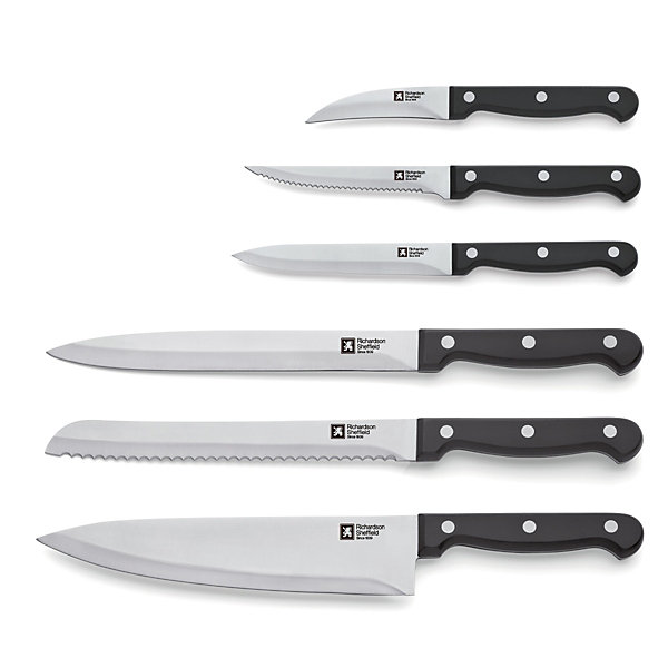 Bloc en bambou avec 6 couteaux de cuisine Noir - Artisan par Richardson Sheffield