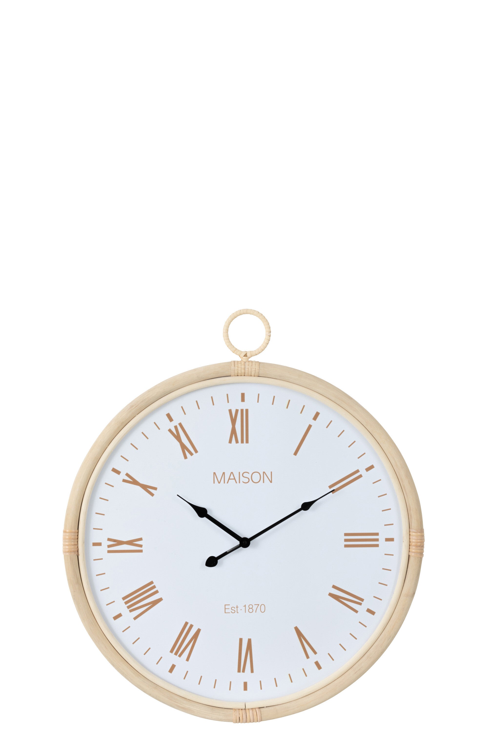 J-Line klok Kyr - jute - naturel wit - medium - Ø 55.5 cm
