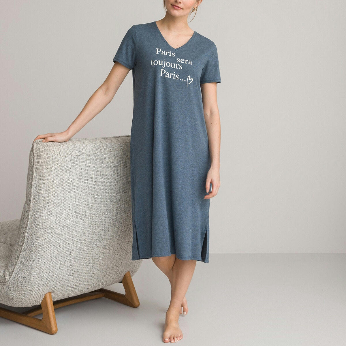 Chemise de nuit en jersey, manches courtes