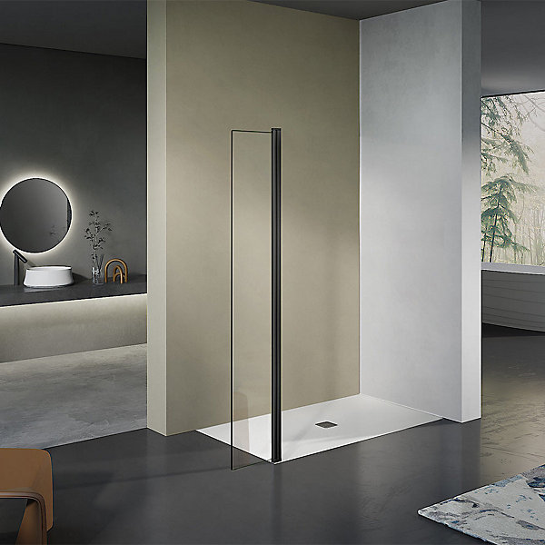 GRAND VERRE paroi de douche avec retour pivotant 70 30 cm hauteur 200 cm avec barre de fixation 90cm en noir mat