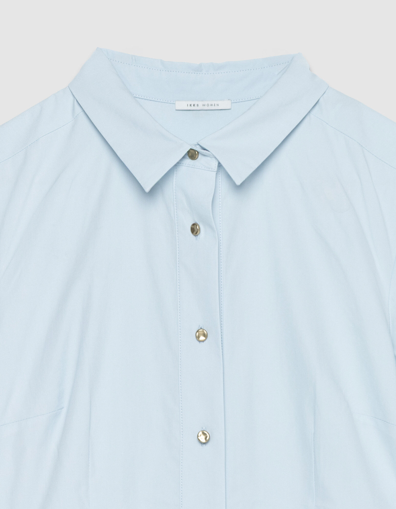 Robe chemise bleu ciel boutonnée ceinturée Femme