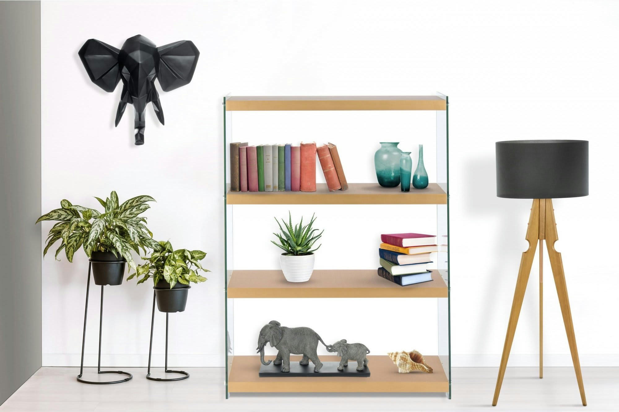 ELEMENTARY - Etagère Verre Bois clair