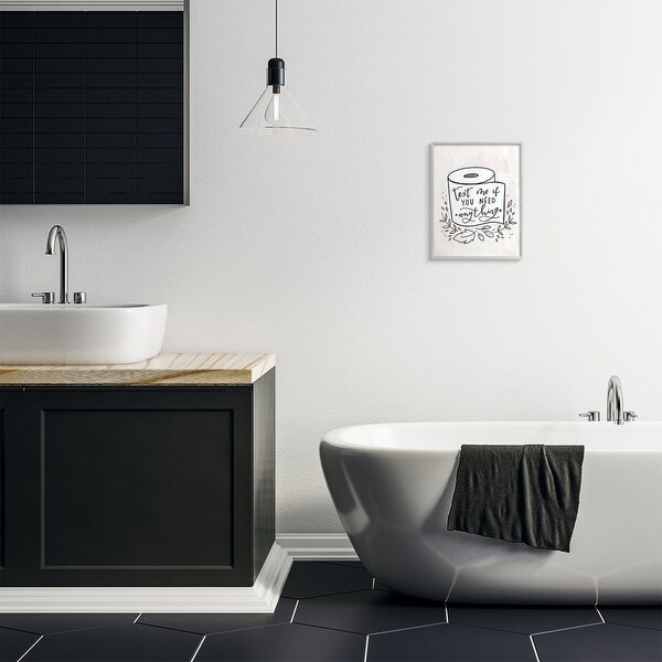Stupell Bathroom Humor Text Me if You Need...Framed Wall Art - Black