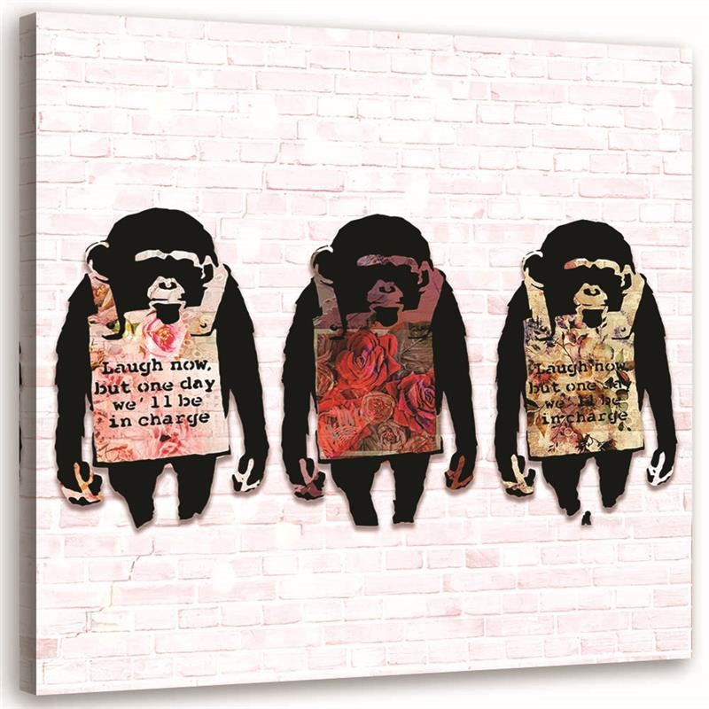 Feeby Obraz na płótnie Banksy 3 małpy 30x30