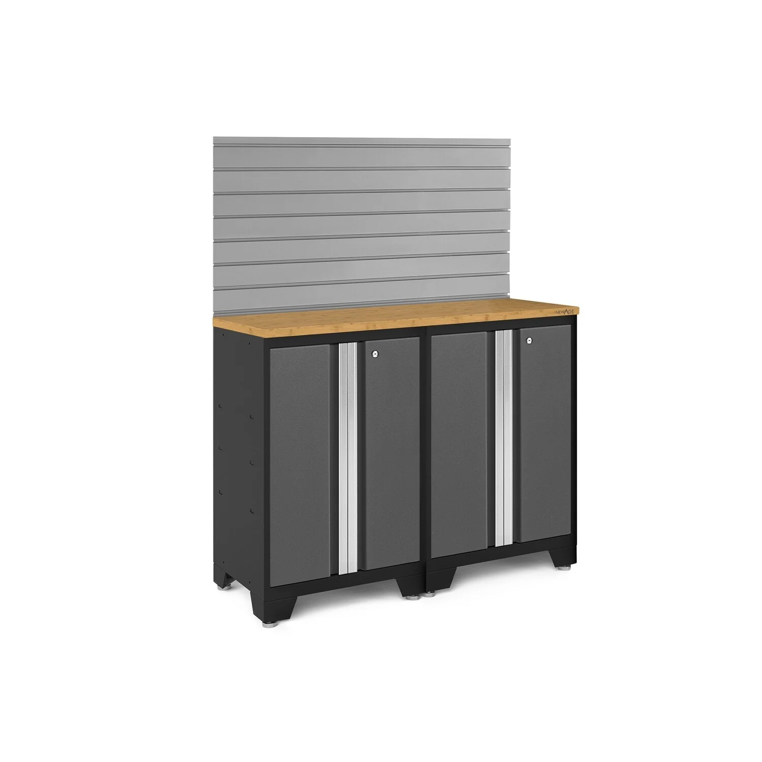 NewAge Products Bold Series 3.0 48 W x 18 D Grey 3-Piece Cabinet Set with 48 Slatwall