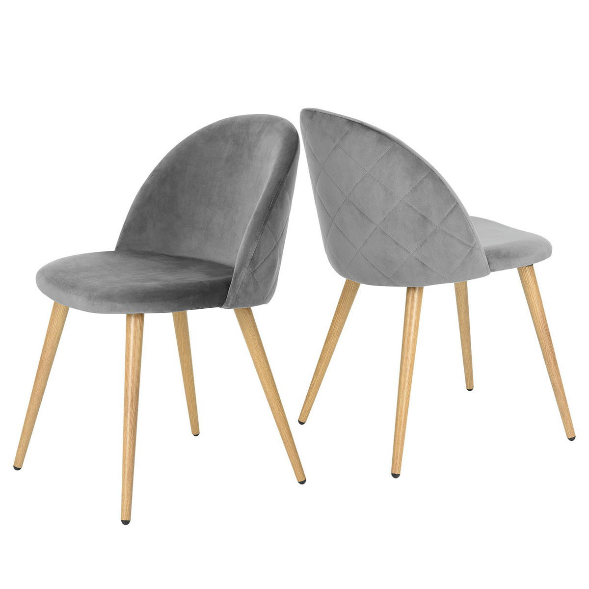 - Lot de 2 chaises de salle à manger scandinaves en velours gris