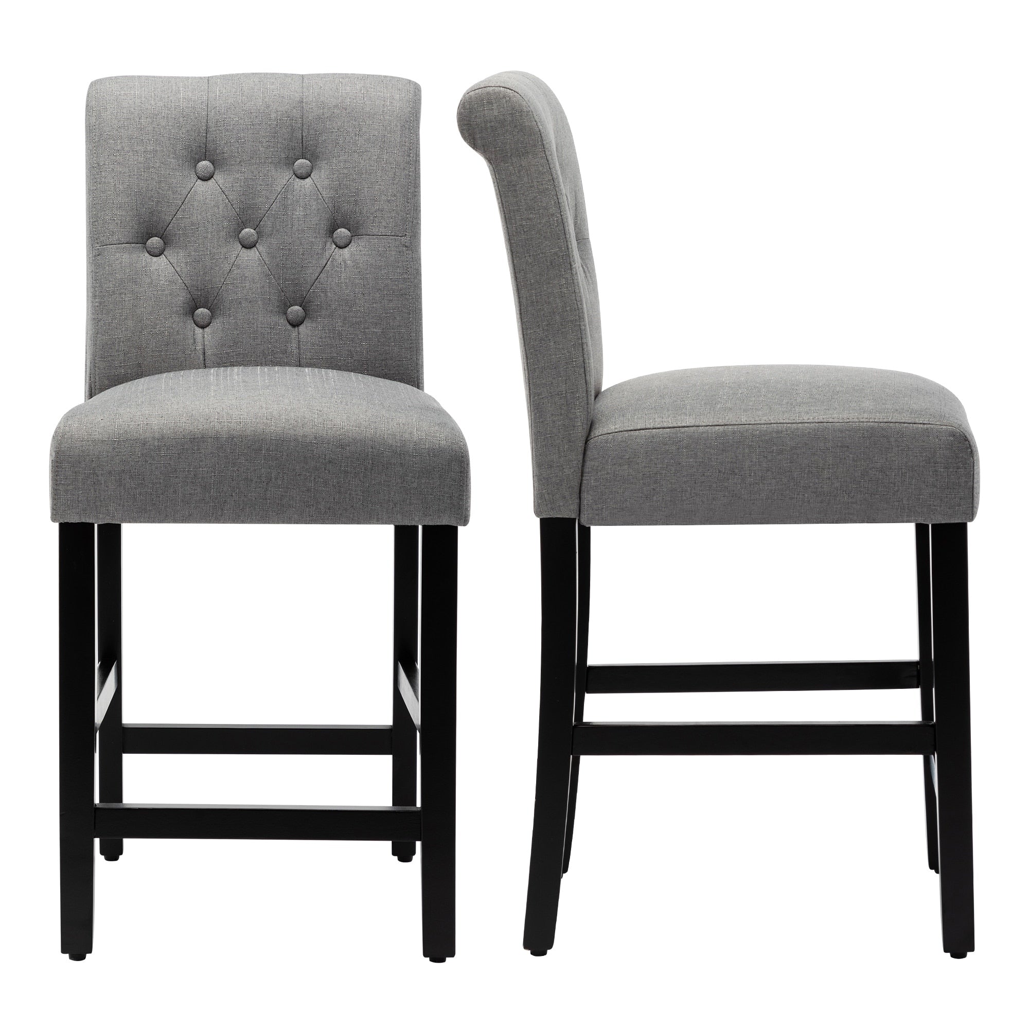 24 Inches Counter Height Bar Stools with Button Tufted Back Set of 2