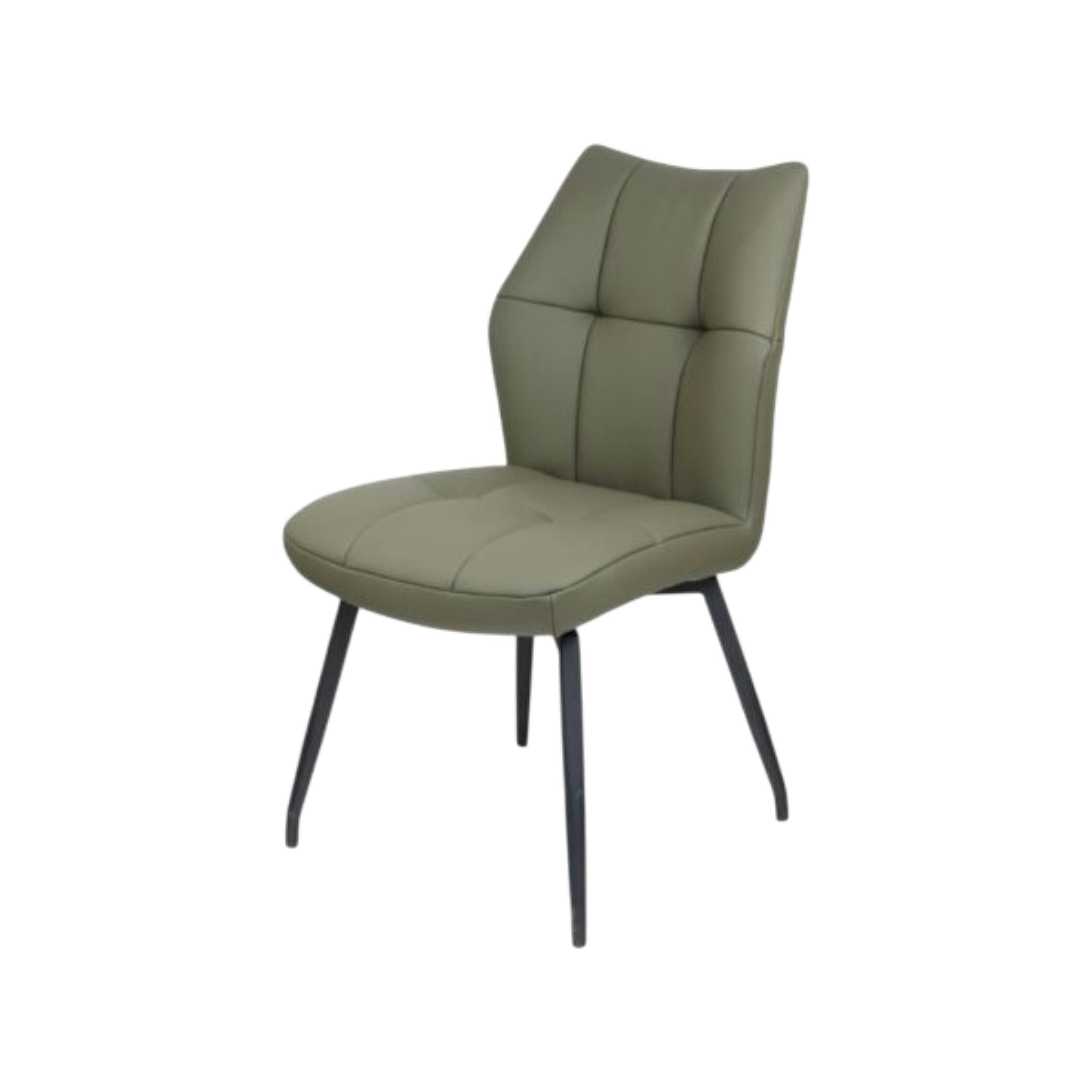 Chaise en cuir vert design damier (lot de 2) LOMBARDIE