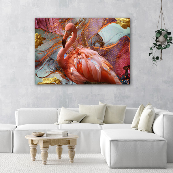 Feeby Obraz na płótnie, Różowy flaming abstrakcja 60x40