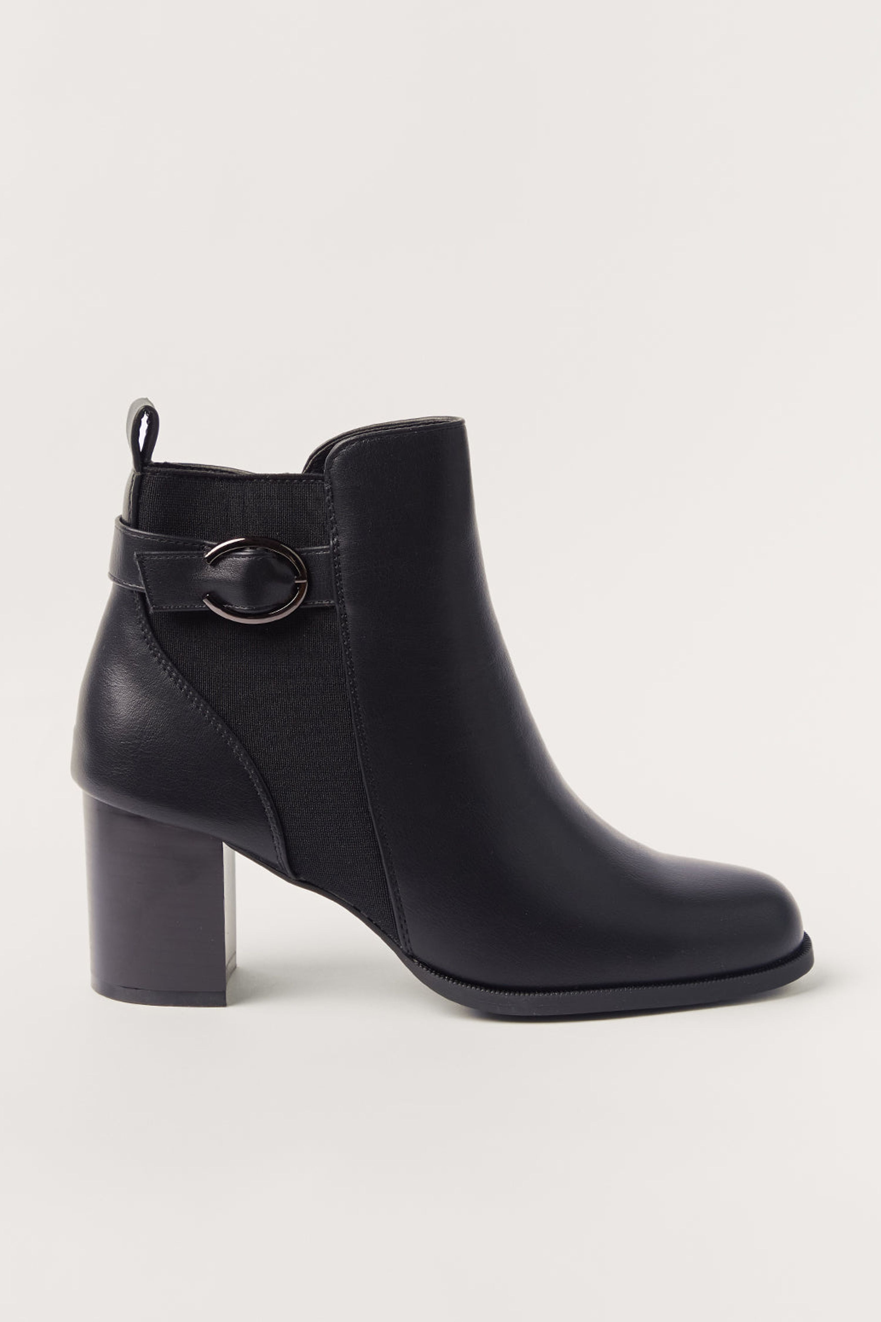 Blue Vanilla Black Elastic Side Detail Block Heeled Boots