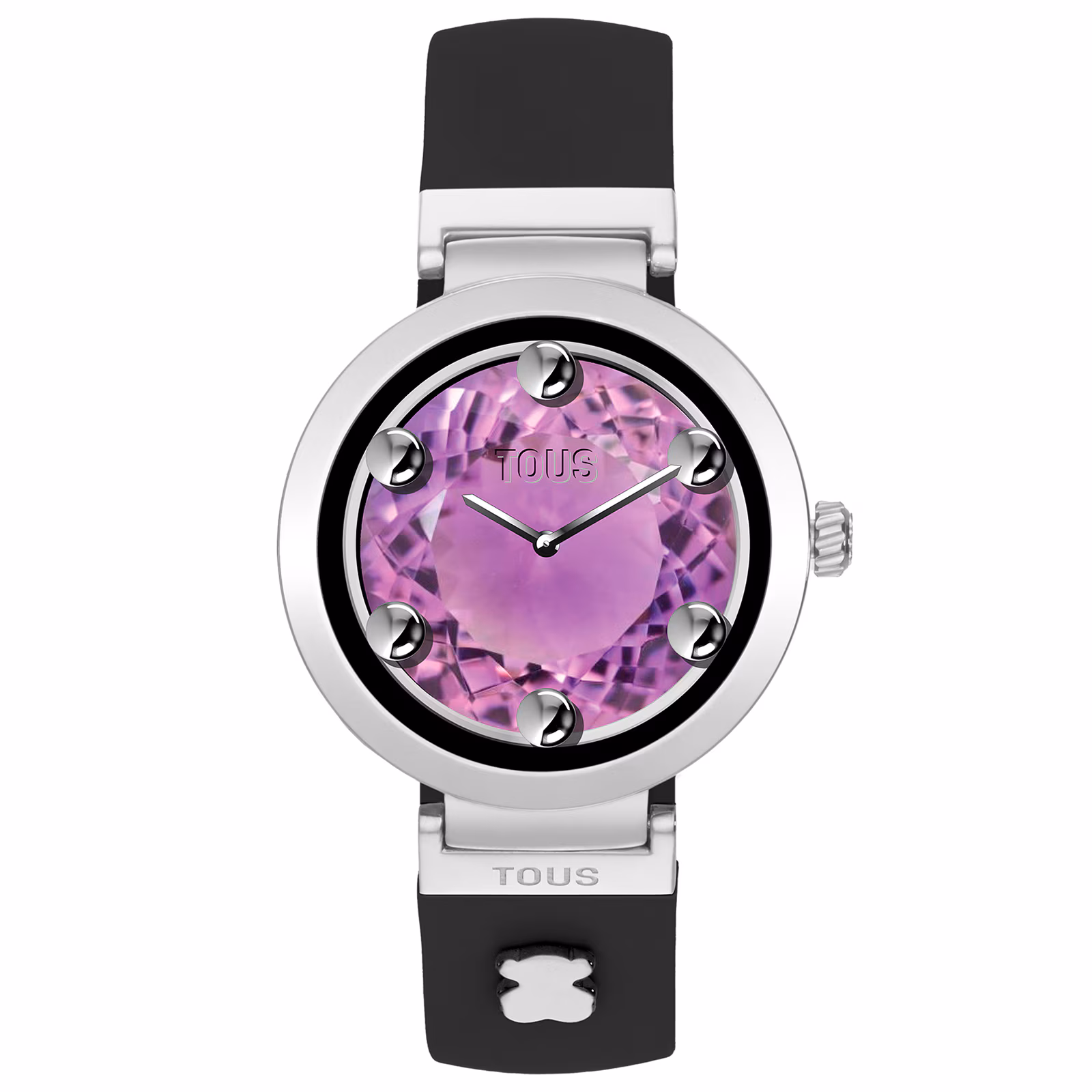 Reloj smartwatch con correa negra y motivos de acero S-CONNECT CHARMS