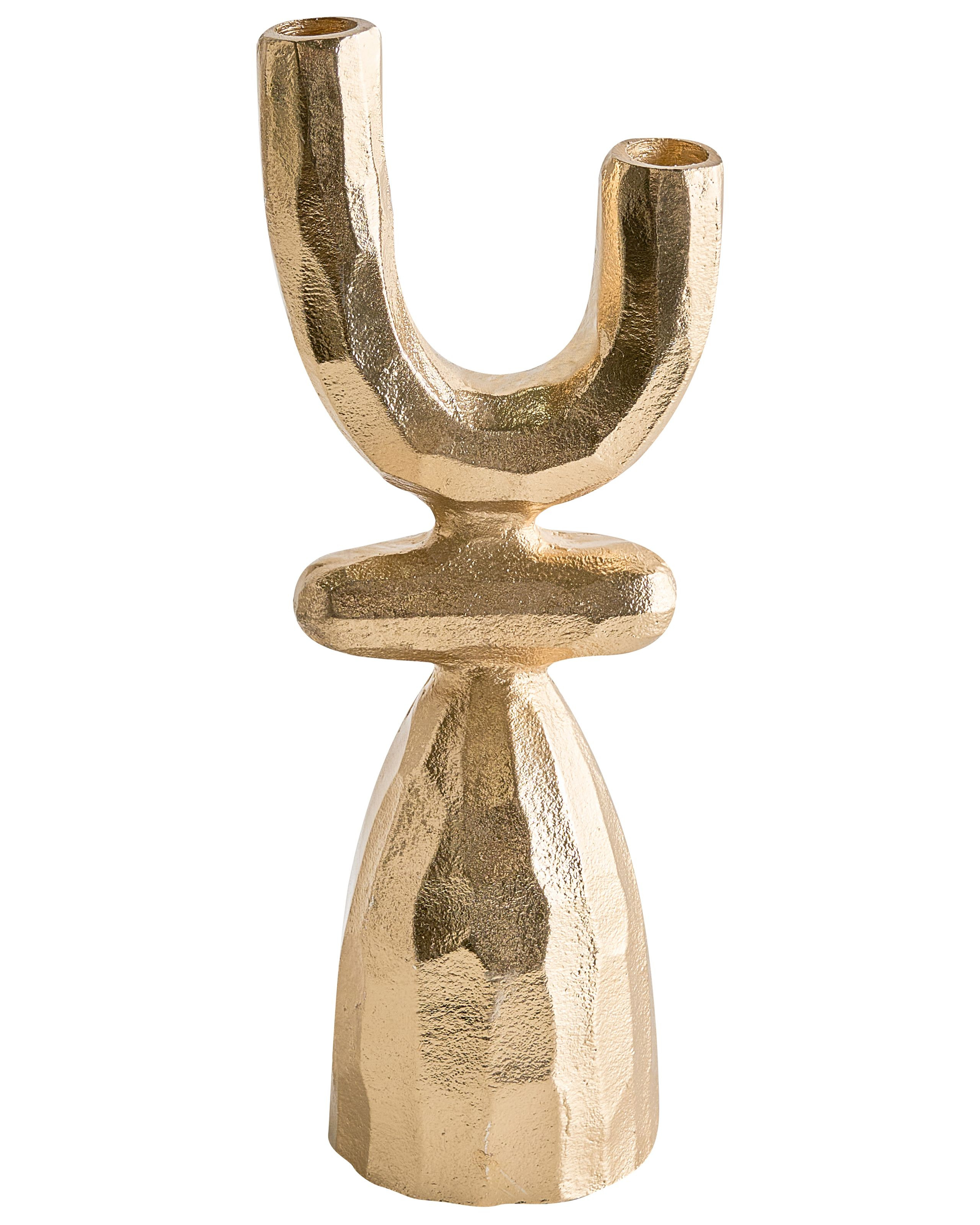 Świecznik retro metalowy 33 cm złoty