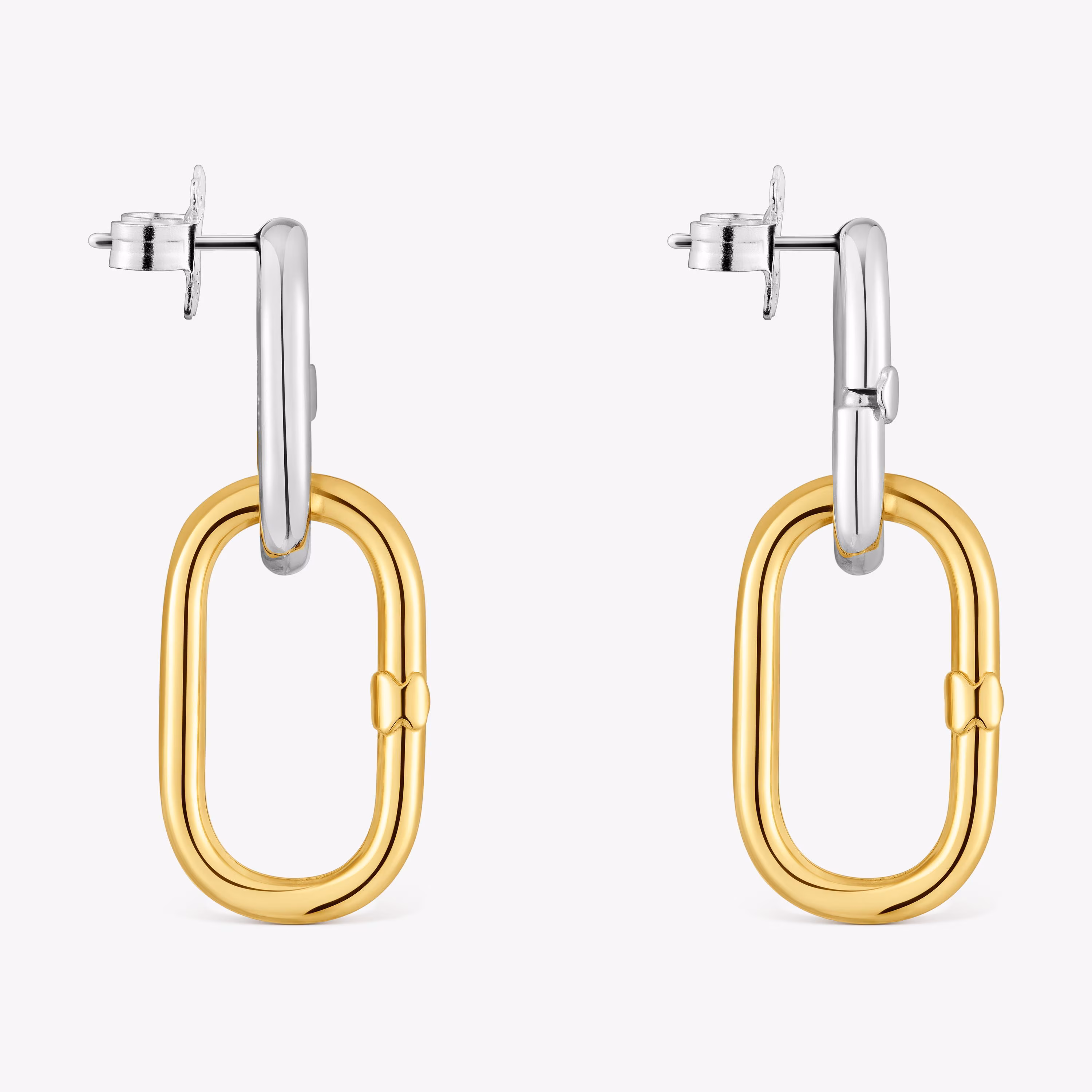Pendientes largos bicolor Hold Oval