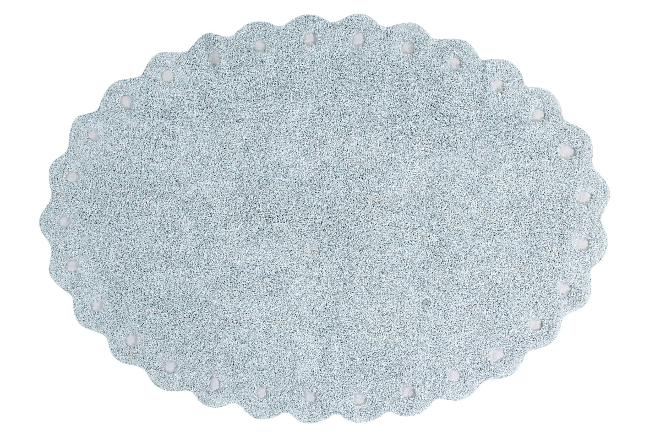 POMME DE PIN - Tapis coton lavable pomme de pin bleu perle 130x180cm