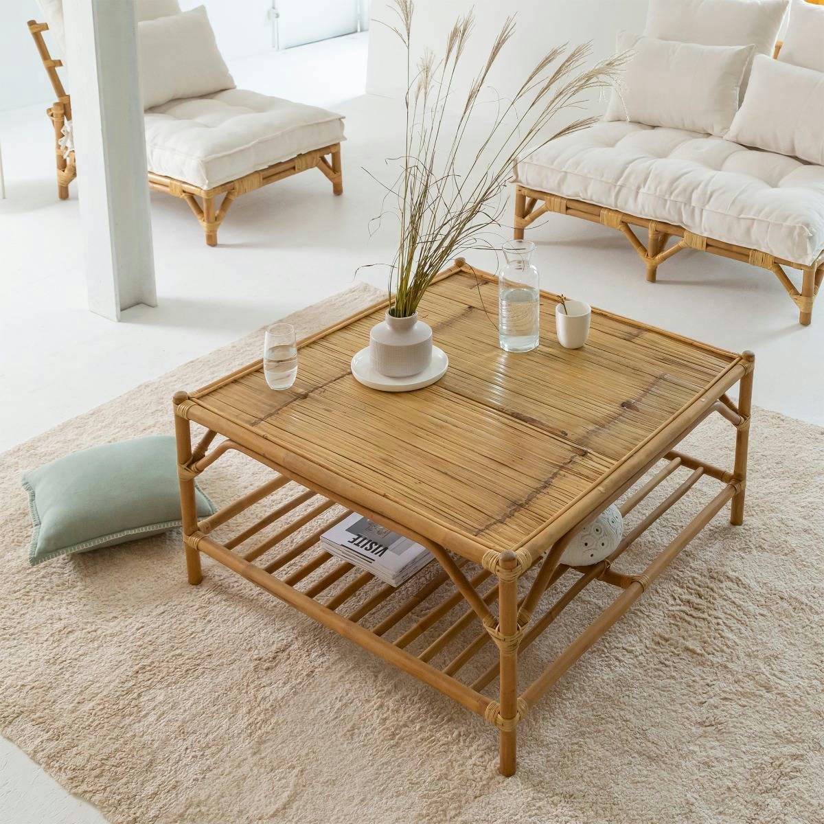 - Table basse en bambou marron 89 cm