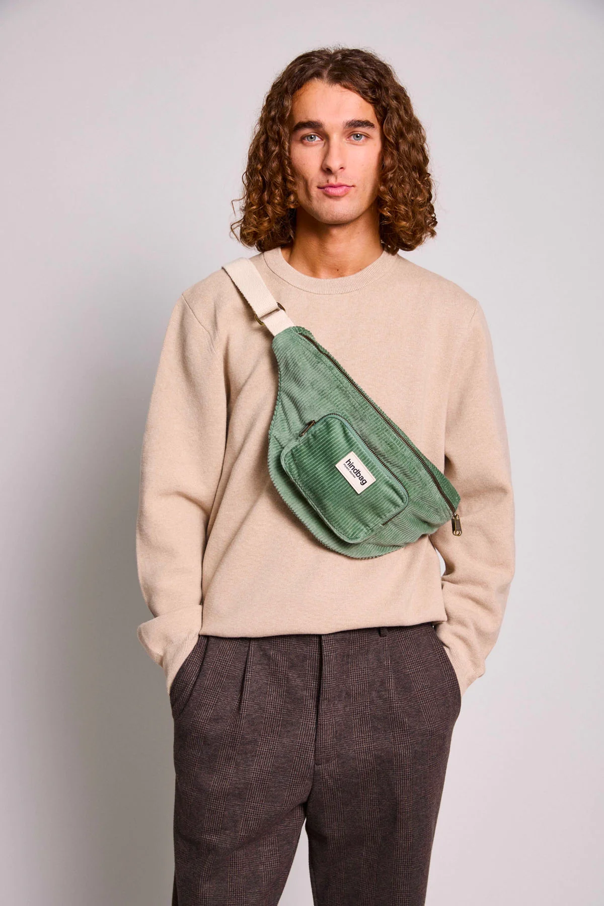 Sac banane XL Sofia Velours Vert d'eau