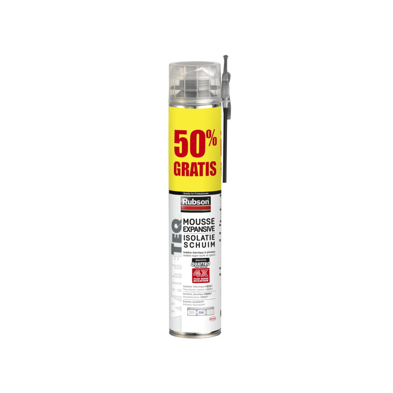 Mousse PU WhiteTEQ 500 ml   250 ml gratuit RUBSON