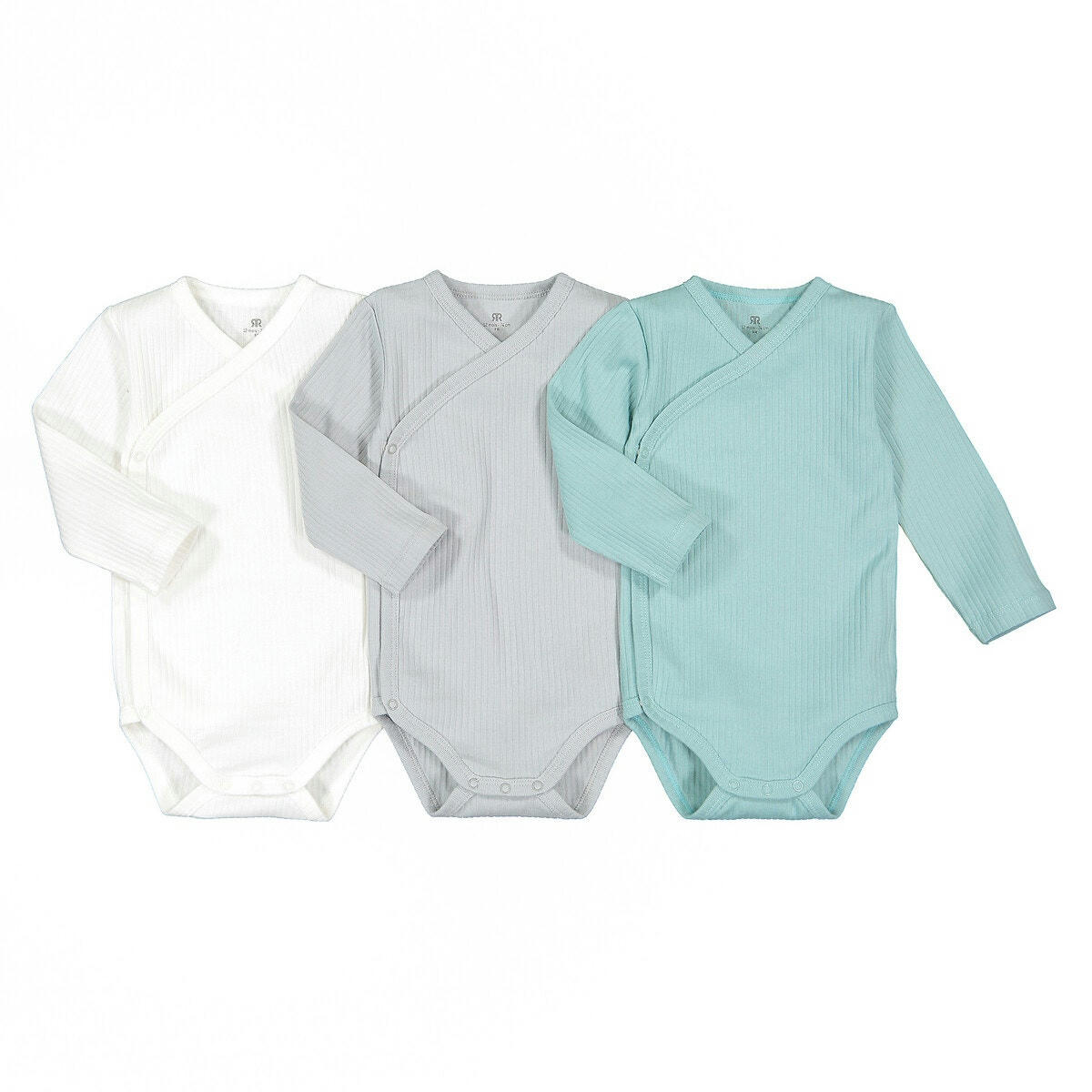 Lot de 3 bodies naissance unis coton bio