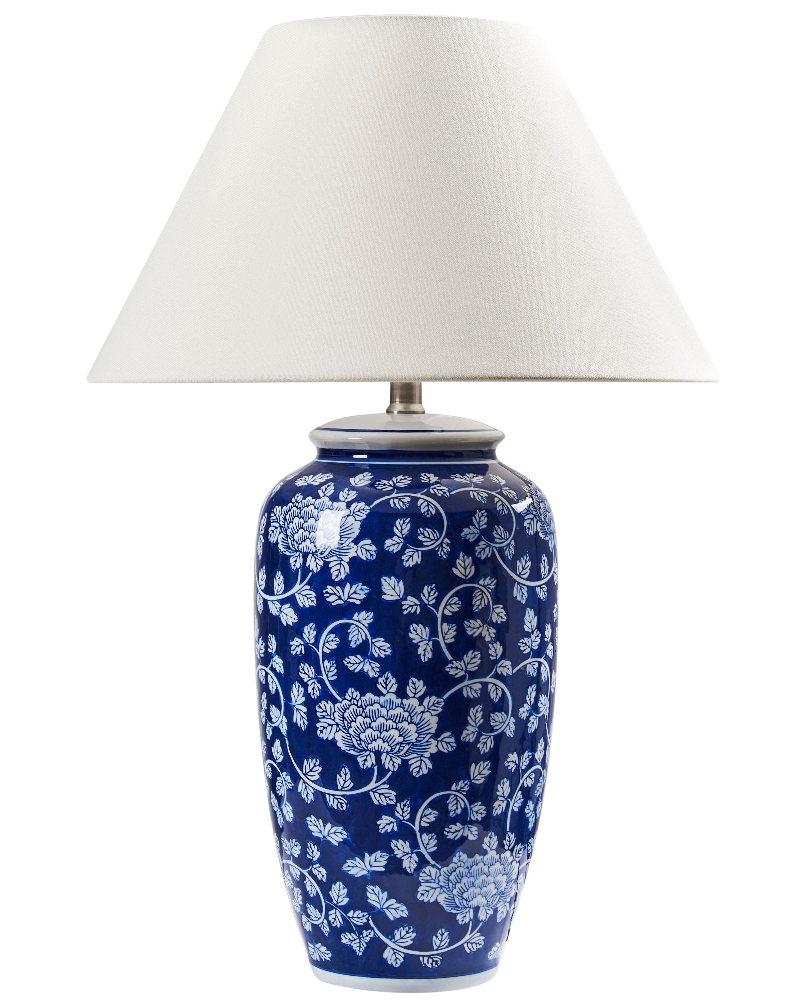 Lampka stołowa porcelanowa niebiesko-biała