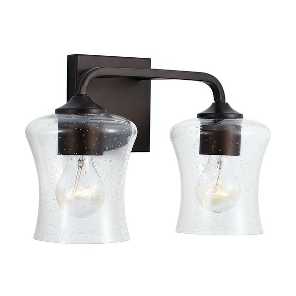 Reeves 2-light Bath/ Vanity Fixture w/ Clear Seeded Glass