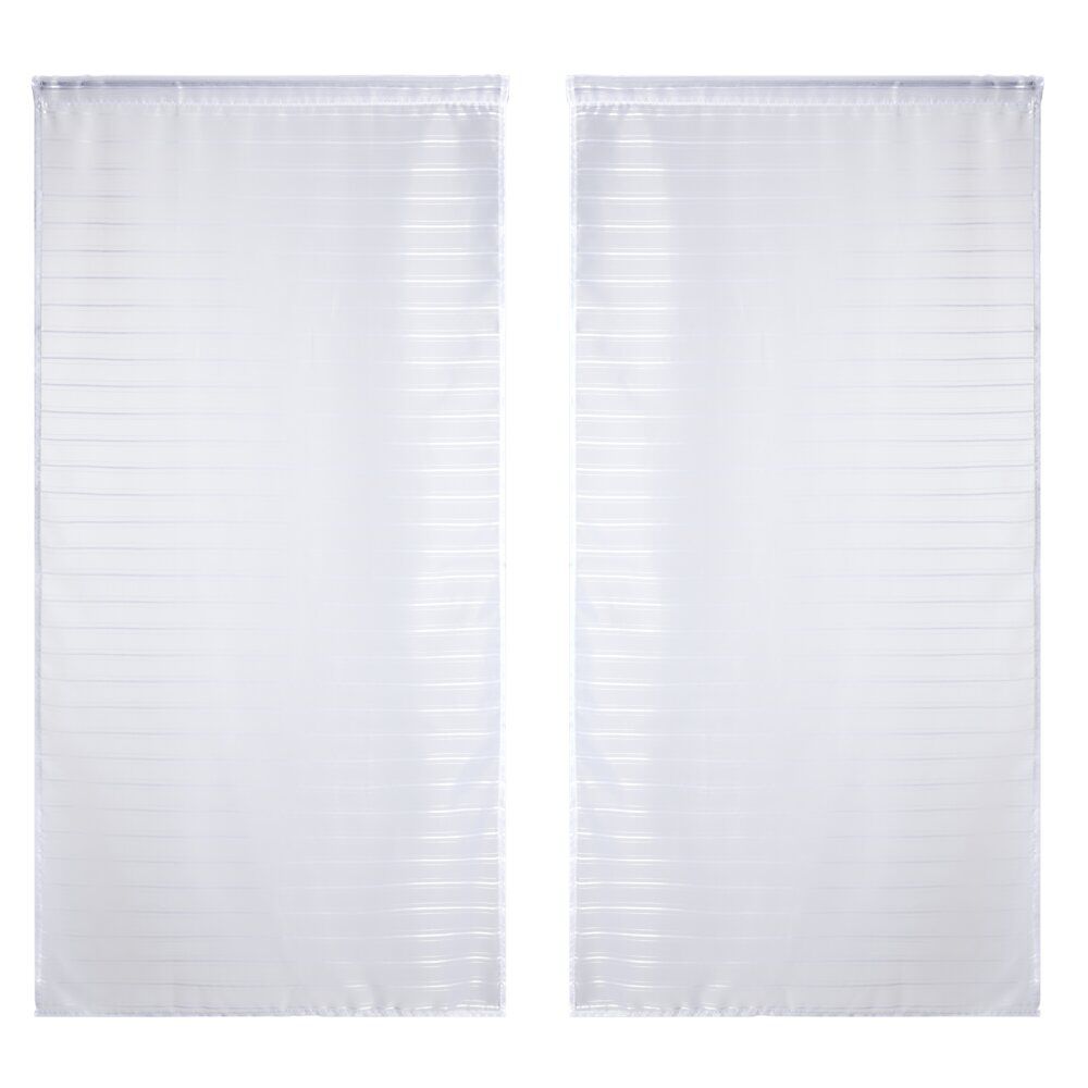 Voilage rayures uni blanc 60x120cm 1 paire