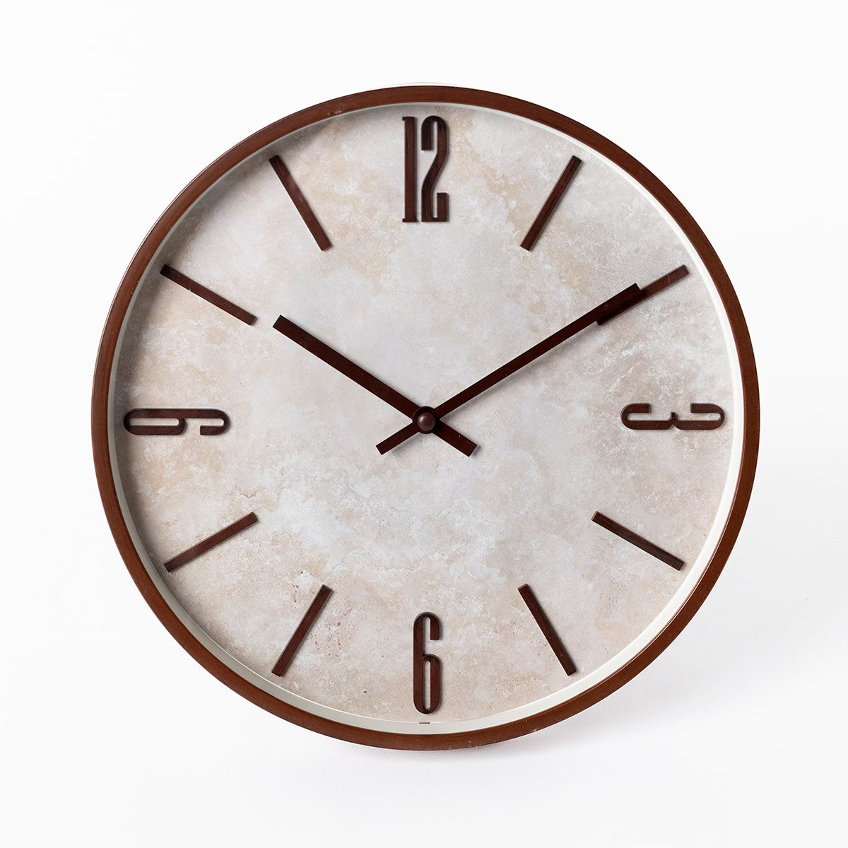 Relógio NELLA castanho com efeito travertino D29cm